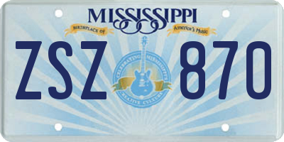 MS license plate ZSZ870