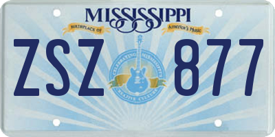 MS license plate ZSZ877