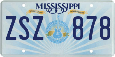 MS license plate ZSZ878