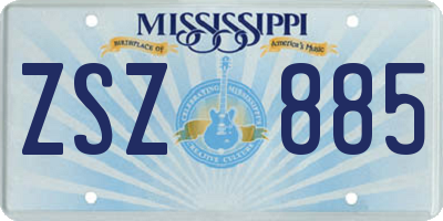 MS license plate ZSZ885