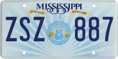 MS license plate ZSZ887