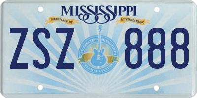 MS license plate ZSZ888