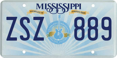 MS license plate ZSZ889