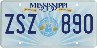 MS license plate ZSZ890