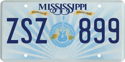 MS license plate ZSZ899