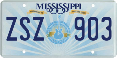 MS license plate ZSZ903
