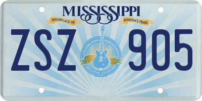 MS license plate ZSZ905