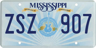 MS license plate ZSZ907