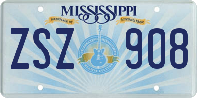 MS license plate ZSZ908