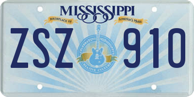 MS license plate ZSZ910
