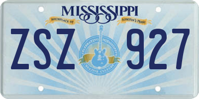 MS license plate ZSZ927