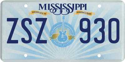 MS license plate ZSZ930
