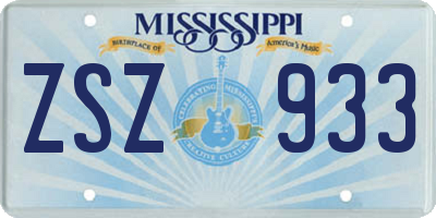 MS license plate ZSZ933