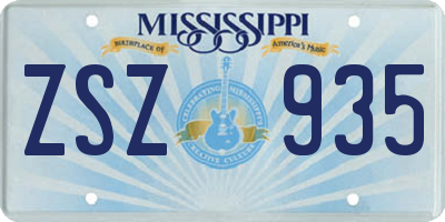 MS license plate ZSZ935
