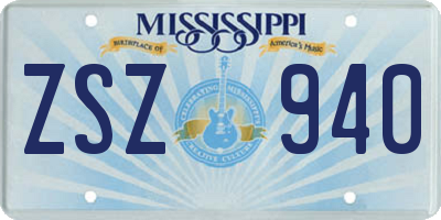 MS license plate ZSZ940