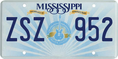 MS license plate ZSZ952