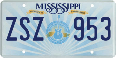 MS license plate ZSZ953