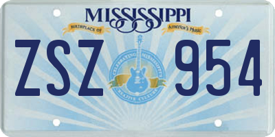 MS license plate ZSZ954