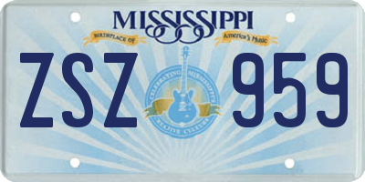 MS license plate ZSZ959