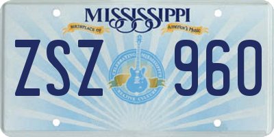MS license plate ZSZ960