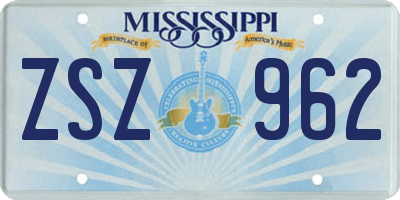 MS license plate ZSZ962
