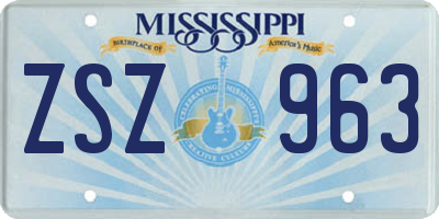 MS license plate ZSZ963