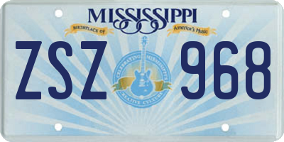 MS license plate ZSZ968