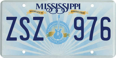 MS license plate ZSZ976