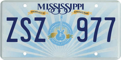 MS license plate ZSZ977