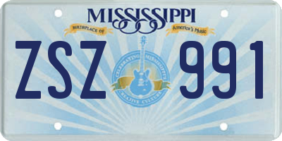 MS license plate ZSZ991