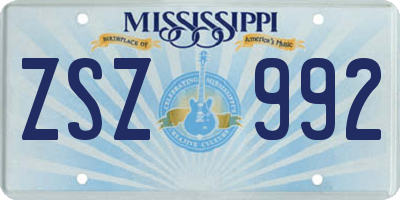 MS license plate ZSZ992