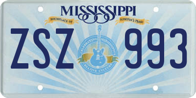 MS license plate ZSZ993