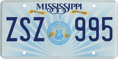 MS license plate ZSZ995