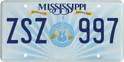 MS license plate ZSZ997