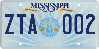 MS license plate ZTA002