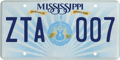 MS license plate ZTA007