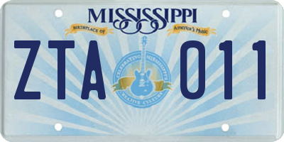 MS license plate ZTA011