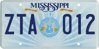 MS license plate ZTA012