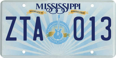 MS license plate ZTA013
