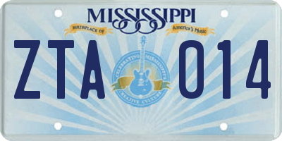 MS license plate ZTA014
