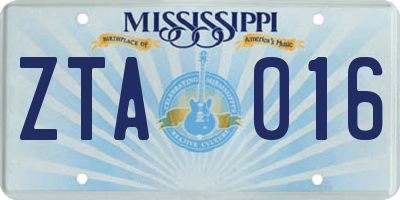MS license plate ZTA016