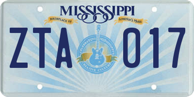 MS license plate ZTA017