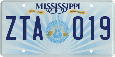 MS license plate ZTA019