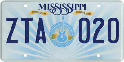MS license plate ZTA020