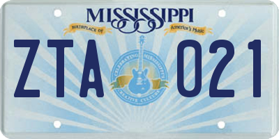 MS license plate ZTA021