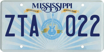 MS license plate ZTA022