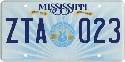 MS license plate ZTA023
