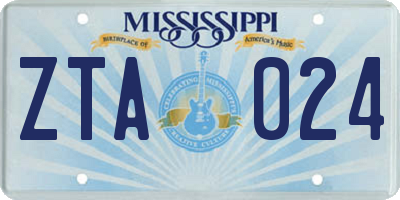 MS license plate ZTA024