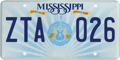 MS license plate ZTA026