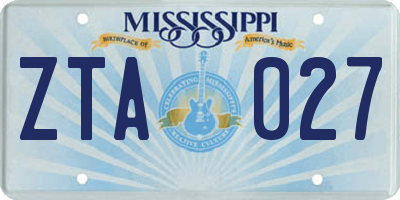 MS license plate ZTA027